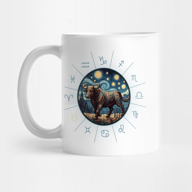 ZODIAC Taurus - Astrological TAURUS - TAURUS - ZODIAC sign - Van Gogh style - 3 by ArtProjectShop